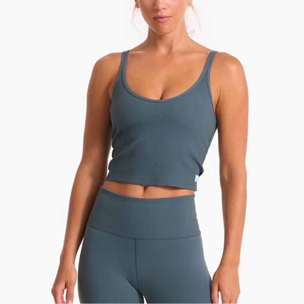 Vuori Rib Crop Tank, Size Small, Stone color